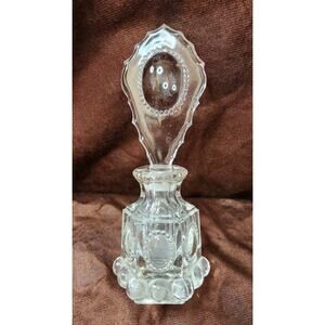 Vintage L.E. Smith Medallion 1940s Perfume Bottle Victorian Style Clear Glass